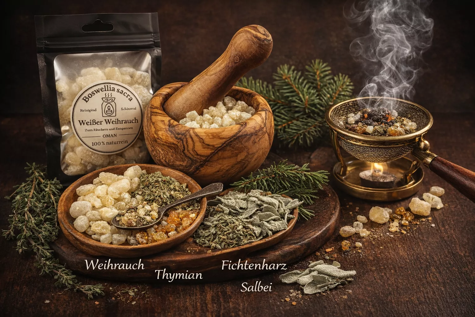 Ansicht Räucherstövchen mit Räuchermischung in der Erkältungszeit